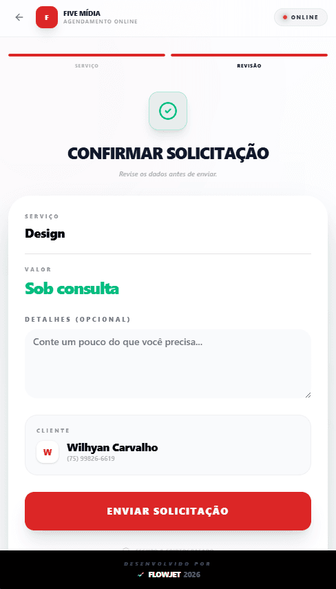 Revisão da solicitação de agendamento