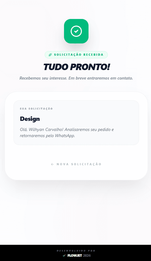 Solicitação recebida no agendamento