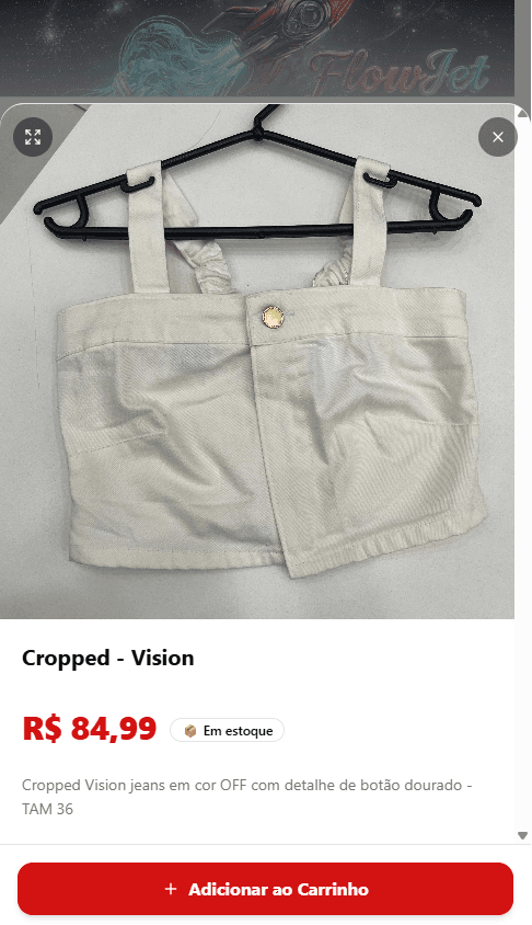 Produto do catálogo com estoque e adicionar ao carrinho